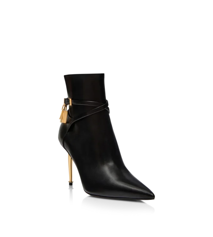 85 mm Leder-Ankle Boots mit Padlock-Verschluss