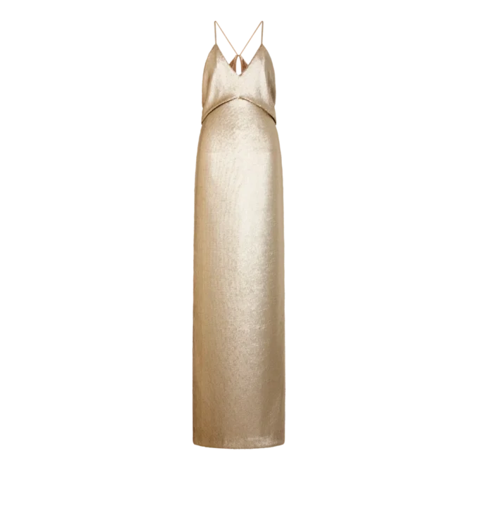 Abendkleid mit V-Ausschnitt, Paillettenstickerei und Cut-Out