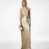 Abendkleid mit V-Ausschnitt, Paillettenstickerei und Cut-Out