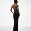 Abendkleid mit V-Ausschnitt und drapiertem Wasserfall-Detail
