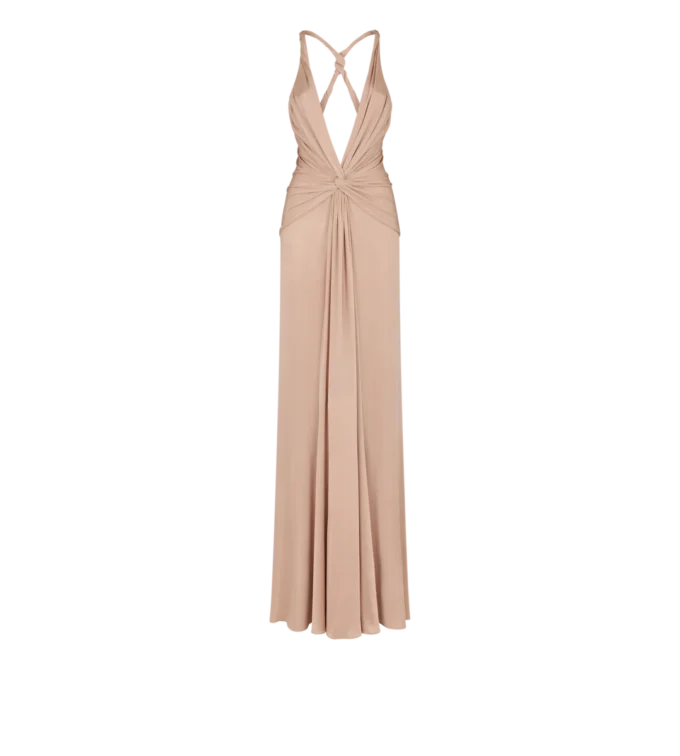 Abendkleid mit V-Ausschnitt und gekreuztem Ausschnitt