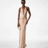 Abendkleid mit V-Ausschnitt und gekreuztem Ausschnitt