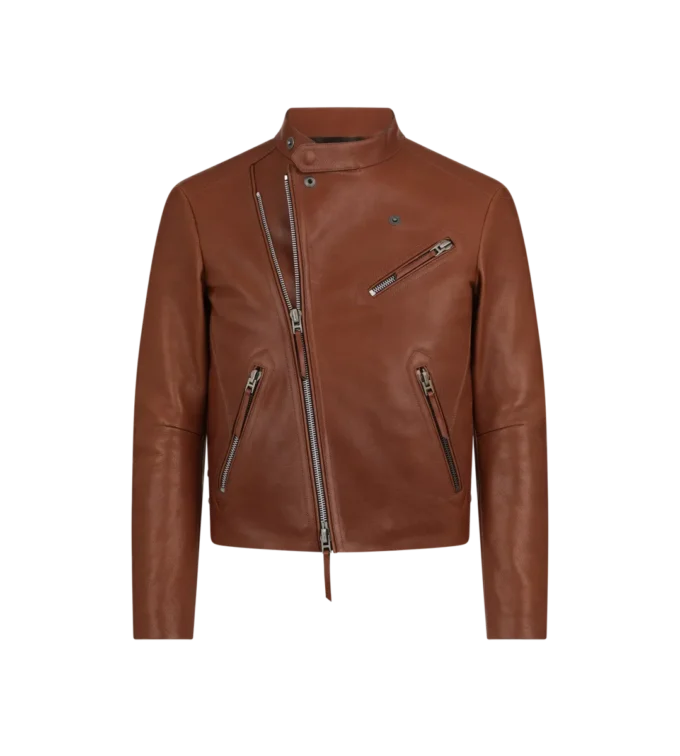 Asymmetrische Racerjacke aus Büffelleder
