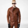 Asymmetrische Racerjacke aus Büffelleder