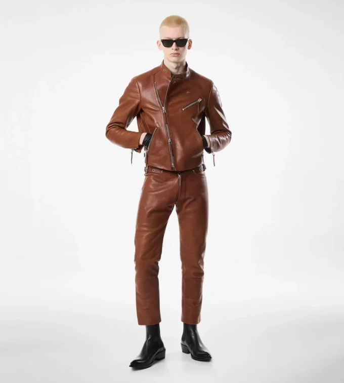 Asymmetrische Racerjacke aus Büffelleder