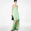 Asymmetrisches, trägerloses Cocktailkleid aus doppeltem Georgette-Stretchseide