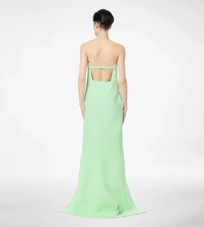 Asymmetrisches, trägerloses Cocktailkleid aus doppeltem Georgette-Stretchseide