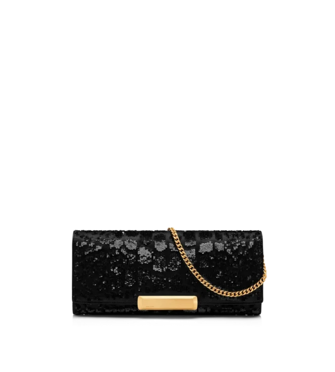 Bar Clutch mit Paillettenstickerei in Krokodillook