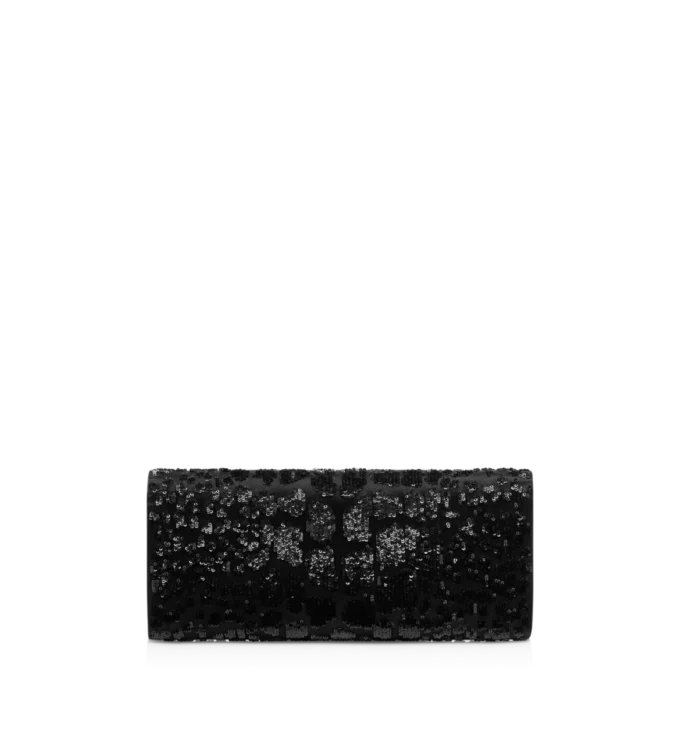 Bar Clutch mit Paillettenstickerei in Krokodillook