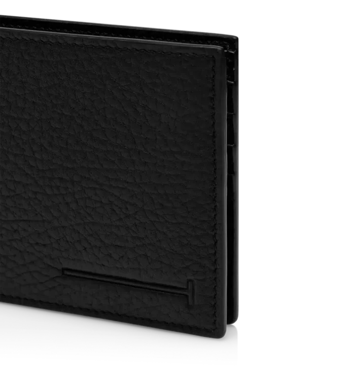 Bedruckte Hirschleder-Brieftasche mit verlängerter T-Linie und klassischem Falz