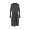 Bedrucktes Seidenkleid mit langen Ärmeln und Lederdetails