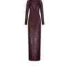 Besticktes Abendkleid mit Langarm und Krokodileffekt