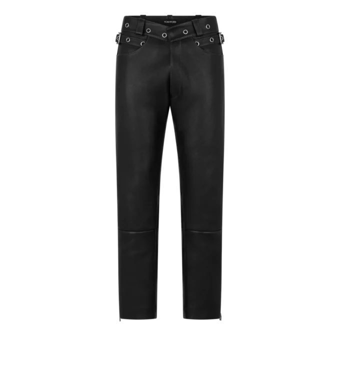 Bikerhose aus genarbtem Leder
