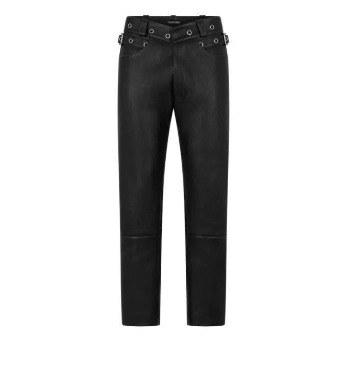 Bikerhose aus genarbtem Leder
