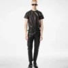 Bikerhose aus genarbtem Leder