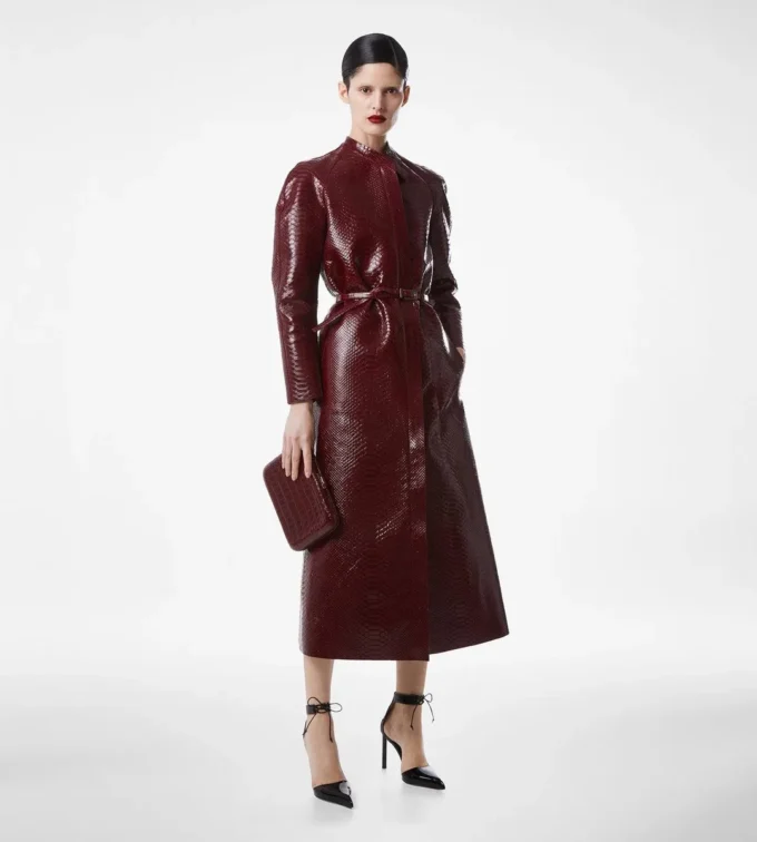 Bikerjacke aus bedrucktem Leder und gewaschenem Duchesse-Stoff