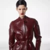 Bikerjacke aus bedrucktem Leder und gewaschenem Duchesse-Stoff