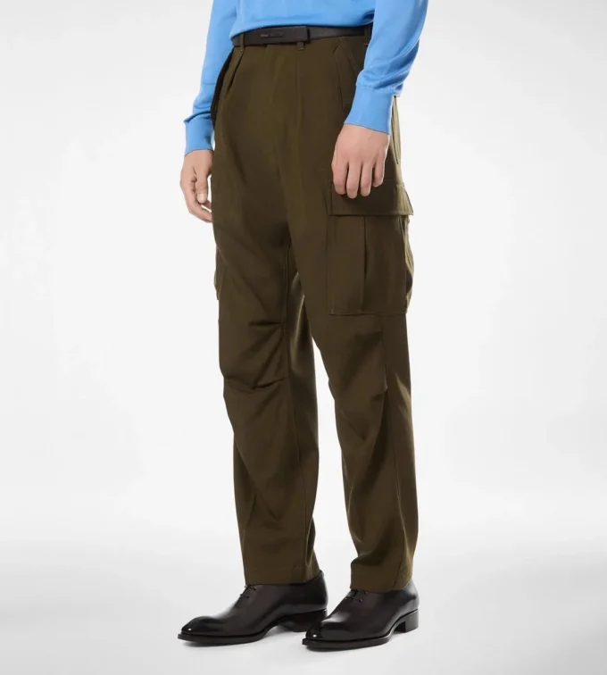 Cargohose aus Wolle, Kaschmir und Seide