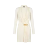 Cocktailkleid mit V-Ausschnitt, langen Ärmeln und Bar-Detail