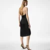 Cocktailkleid mit V-Ausschnitt und drapiertem Wasserfall-Detail vorne in der Mitte