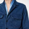 Denim-Overshirt mit Fischgrätenmuster