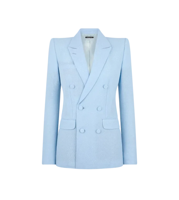 Doppelreihige Jacke aus Wollmischkrepp mit Pailletten