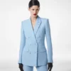 Doppelreihige Jacke aus Wollmischkrepp mit Pailletten