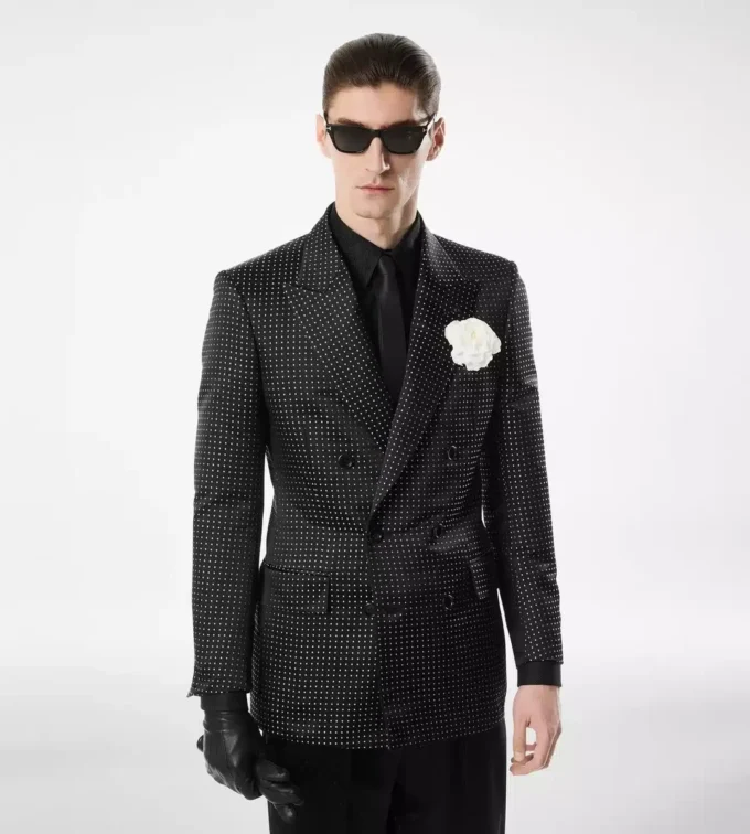 Duchesse-Jacke mit Polka-Dot-Jacquardmuster