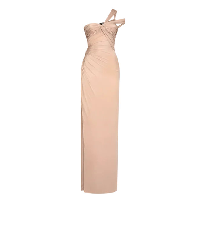 Ein-Schulter-Abendkleid mit gedrehter Vorderseite
