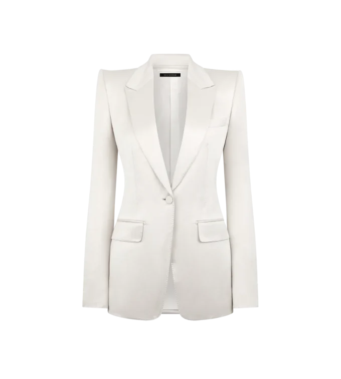 Einreihige Jacke aus gewaschener Baumwoll-Seidenmischung Duchesse