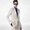 Einreihige Jacke aus gewaschener Baumwoll-Seidenmischung Duchesse