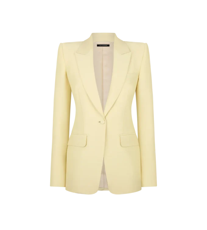 Einreihige Jacke aus Wollseide Radzmir mit Spitzrevers