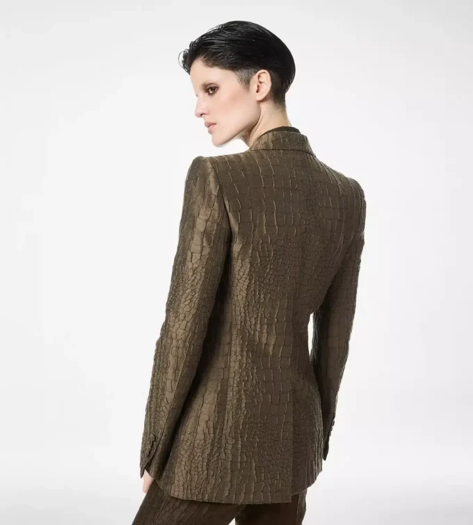 Einreihige Jacke mit Kragen und Krokodil-Jacquard