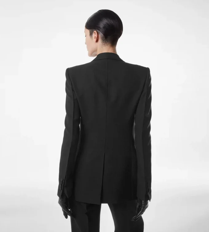 Einreihige Smokingjacke aus Woll-Seiden-Mischung
