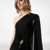 Einseitiges Abendkleid mit Cape und Liza-Hardware-Details