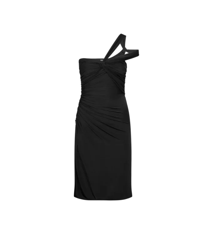Einseitiges Cocktailkleid mit gedrehter Vorderseite