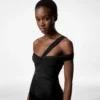 Einseitiges Cocktailkleid mit gedrehter Vorderseite