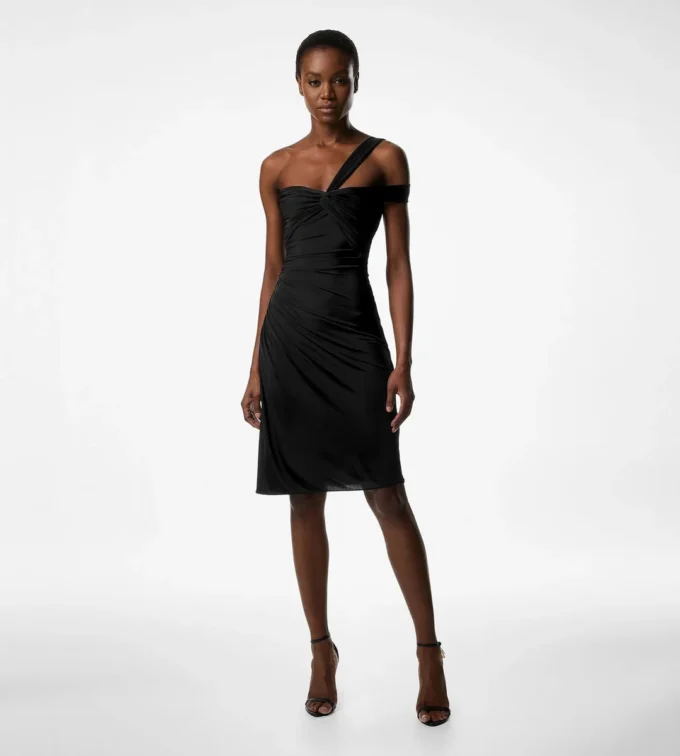Einseitiges Cocktailkleid mit gedrehter Vorderseite