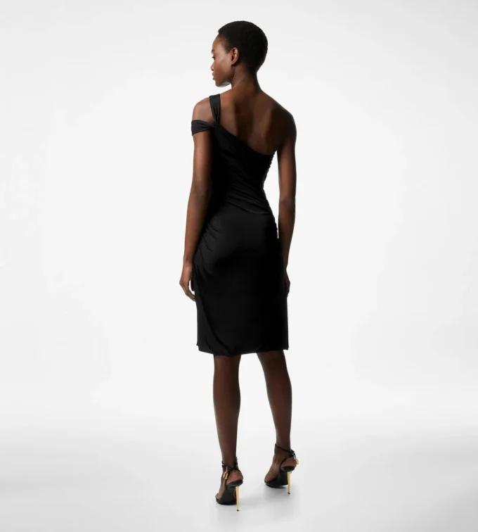 Einseitiges Cocktailkleid mit gedrehter Vorderseite