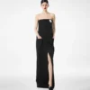 Elegantes trägerloses Abendkleid aus Wolle