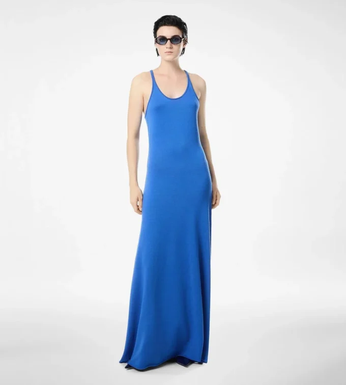 Feines, ärmelloses, langes Tanktop-Kleid aus Merinowolle