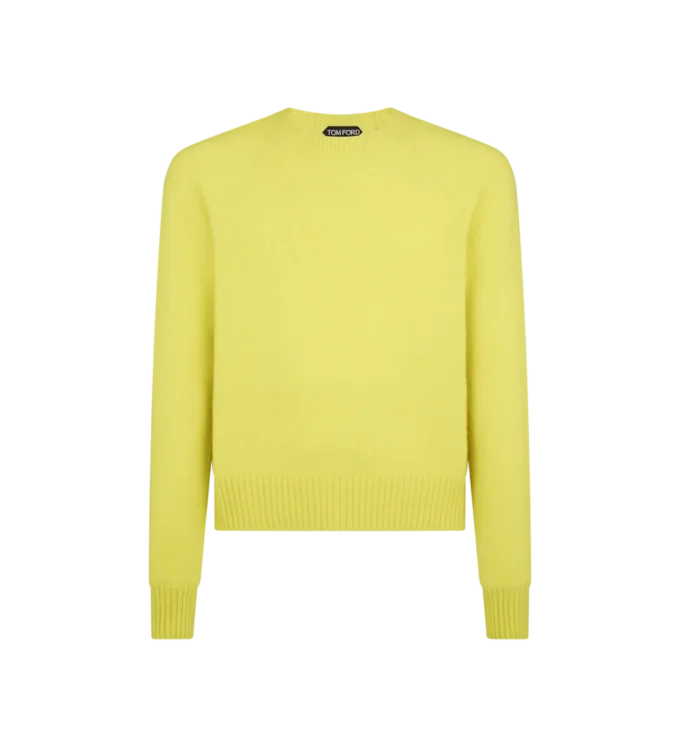 Filz-Kaschmir-Pullover mit Rundhalsausschnitt