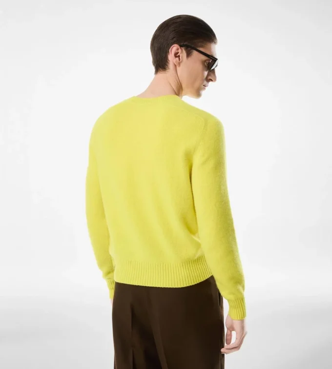 Filz-Kaschmir-Pullover mit Rundhalsausschnitt