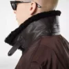 Fliegerjacke mit Nylon-Lammfellkragen