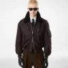Fliegerjacke mit Nylon-Lammfellkragen