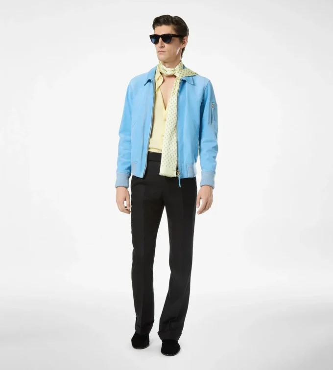 Blouson mit Kragen aus Kaschmir-Wildleder
