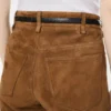 Fünf-Taschen-Hose aus vollnarbigem Lammwildleder mit geprägtem Tf-Logo