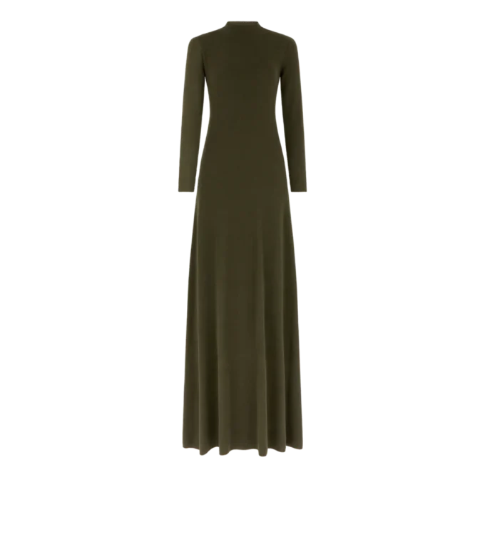 Full Needle Fine Cashmere Silk Crewneck Column Dress