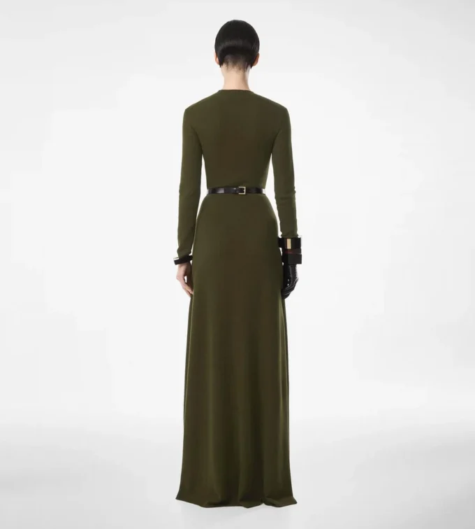 Full Needle Fine Cashmere Silk Crewneck Column Dress