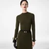 Full Needle Fine Cashmere Silk Crewneck Column Dress